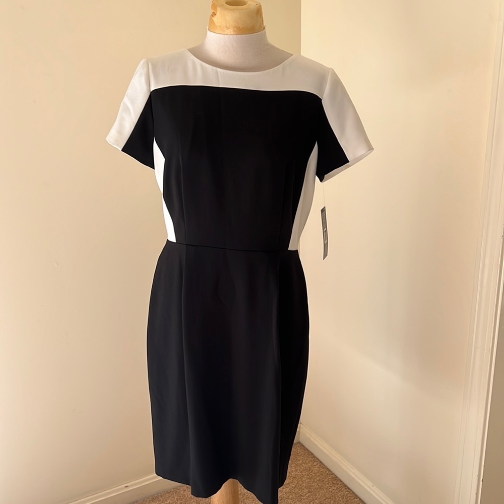 New! Tahari by Arthur S  Levine SZ  12 black/white Glenda dress.